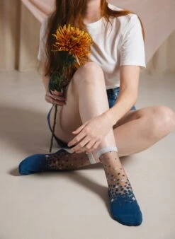 Chaussettes Transparentes à Pois NakaMeguro Denim -Le Bar à Chaussettes 1CHNAKDE 3