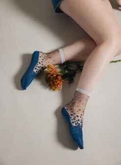 Chaussettes Transparentes à Pois NakaMeguro Denim -Le Bar à Chaussettes 1CHNAKDE 4