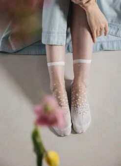 Chaussettes Transparentes à Pois NakaMeguro White