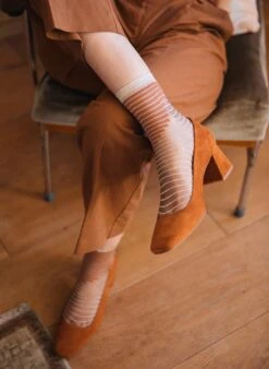 Chaussettes Transparentes à Paillettes Shibuya Caramel -Le Bar à Chaussettes 1CHSHBCA 5
