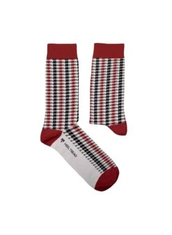 Chaussettes Pied De Poule Bordeaux (Tissus Porsche)