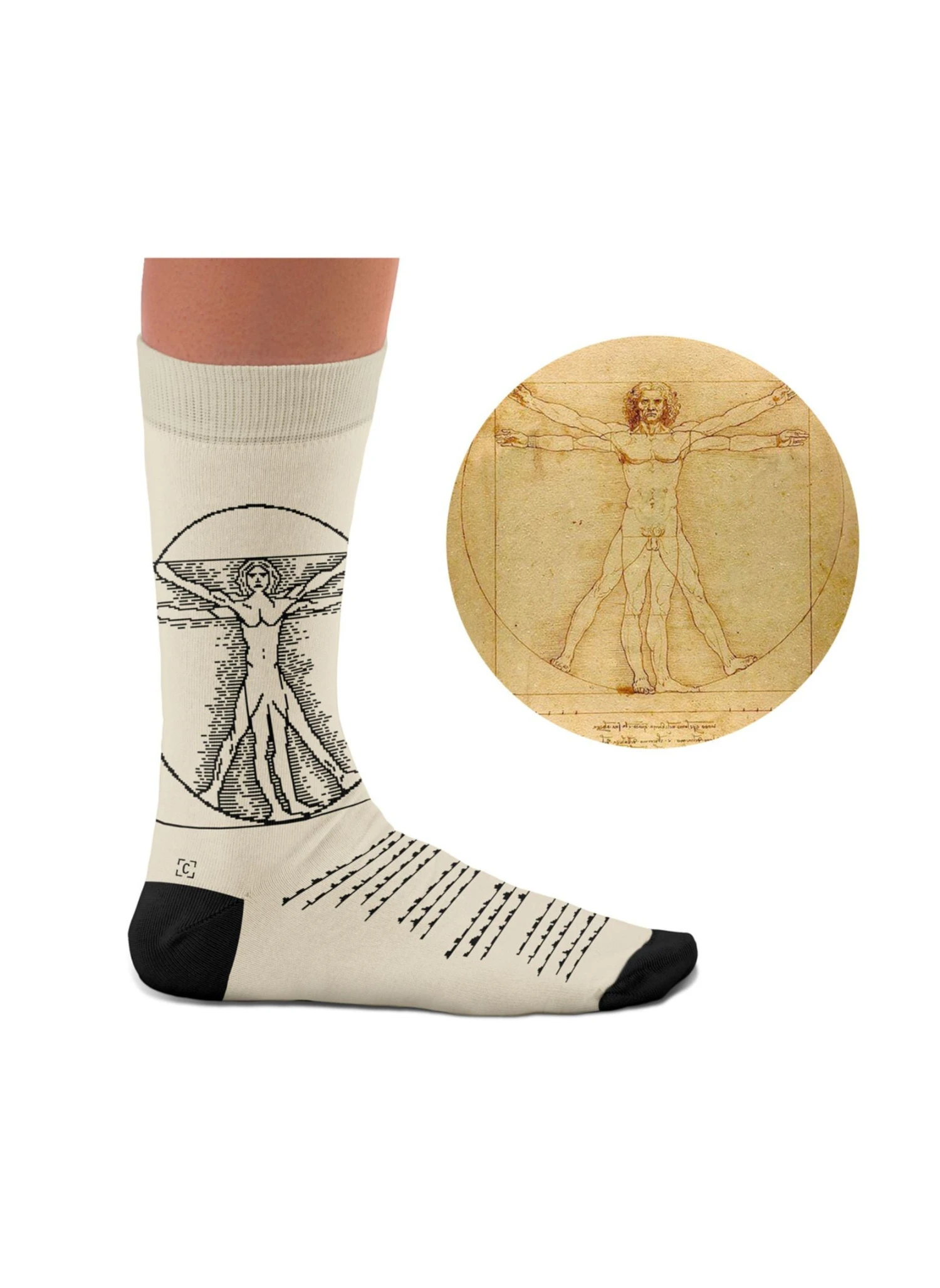 Chaussettes L’Homme De Vitruve, Léonard De Vinci 2 Chaussettes L’Homme De Vitruve, Léonard De Vinci – Image 2