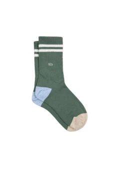 Chaussettes Rétro - Vert & Rayé Blanc