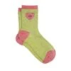 Chaussettes Cœur Pailleté - Vert Olive & Rose