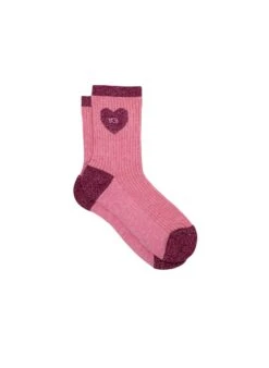 Chaussettes Cœur Pailleté - Rose Clair & Rose