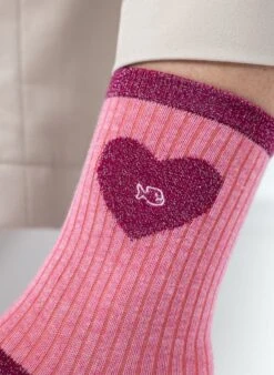 Chaussettes Cœur Pailleté - Rose Clair & Rose -Le Bar à Chaussettes 5 1c177782 2621 45cd 95b5 268fdcc607e3