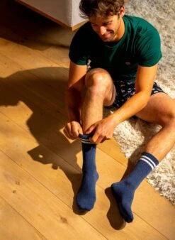 Chaussettes Rétro - Bleu & Rayé Blanc -Le Bar à Chaussettes 5 2d804614 acbf 42d1 80f0 67e33542c4ca