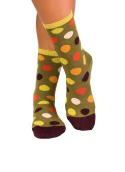 Chaussettes En Bambou à Pois - Kaki