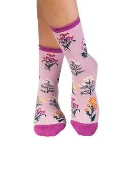 Chaussettes Coton Bio Fleurs & Herbes - Roses