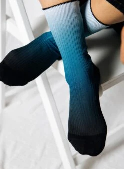 Chaussettes Côtelées Panorama No 6 - Bleu & Bleu