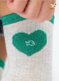 Chaussettes Cœur Pailleté - Blanc & Vert -Le Bar à Chaussettes 6 98e0d1f4 7552 4511 8af4 2e554ba9b204