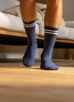 Chaussettes Rétro - Bleu & Rayé Blanc -Le Bar à Chaussettes 7 e587da1e b7d5 47c8 936c 5aa0c5c72d7f