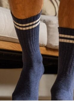 Chaussettes Rétro - Bleu & Rayé Blanc -Le Bar à Chaussettes 8 780dc5bf e878 4dde b1d1 7e916de0e668