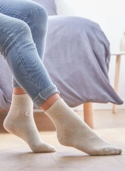 Chaussettes à Paillettes Unies - Beige -Le Bar à Chaussettes CP02 Beige VBF4