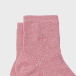 Chaussettes à Paillettes Unies - Rose -Le Bar à Chaussettes CP15 5