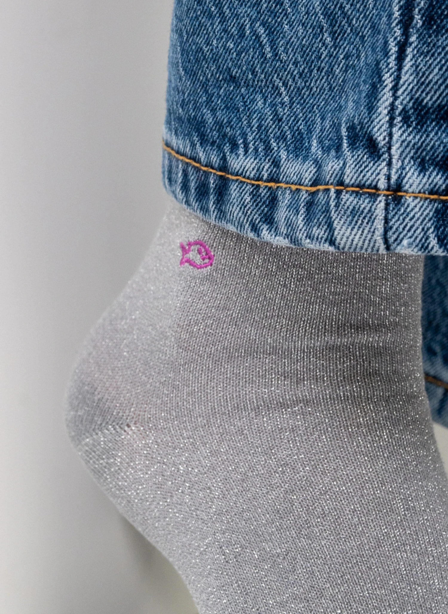 Chaussettes à Paillettes Unies - Gris 3 Chaussettes à Paillettes Unies - Gris – Image 3