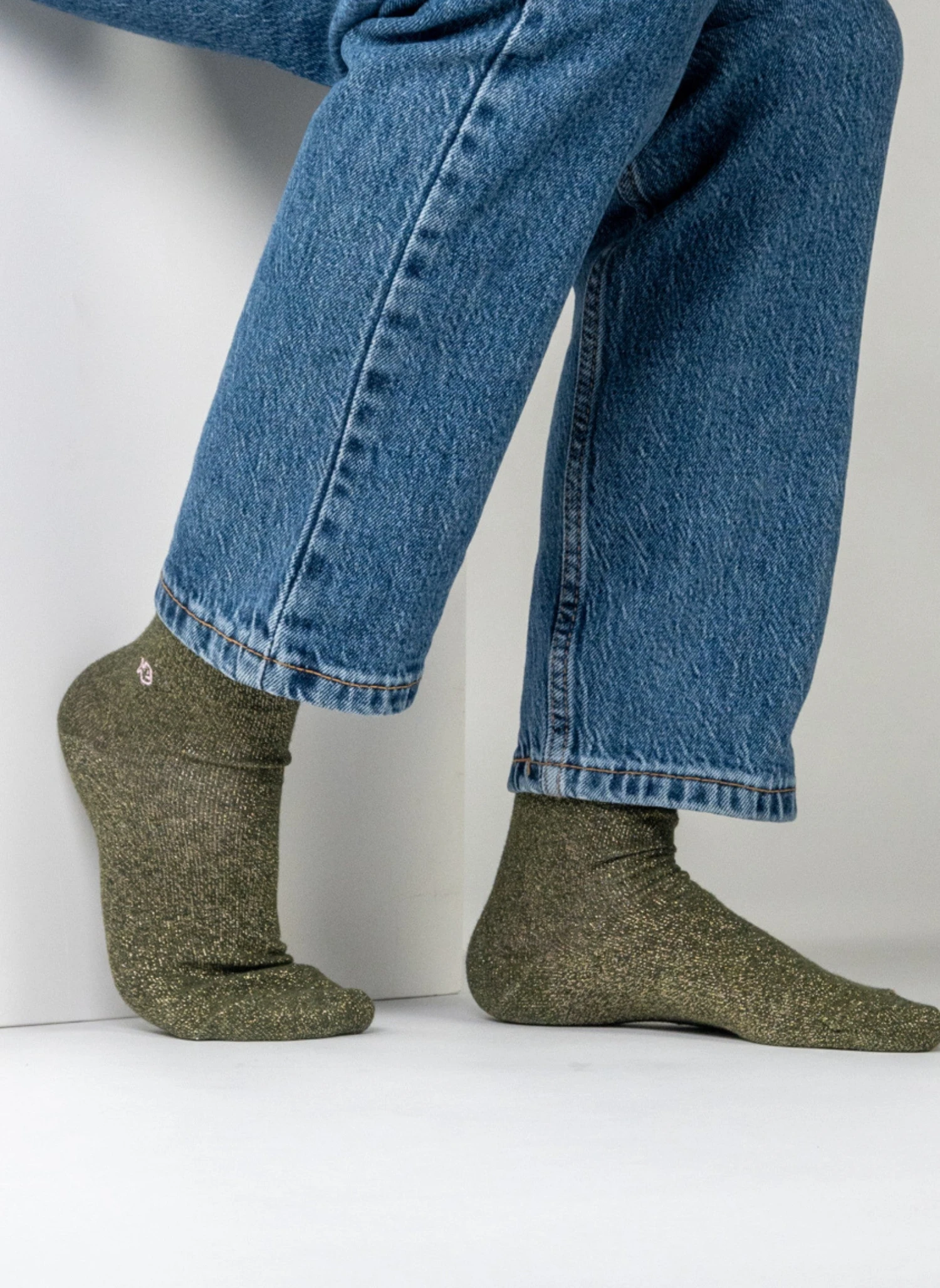 Chaussettes à Paillettes Unies - Kaki 3 Chaussettes à Paillettes Unies - Kaki – Image 3