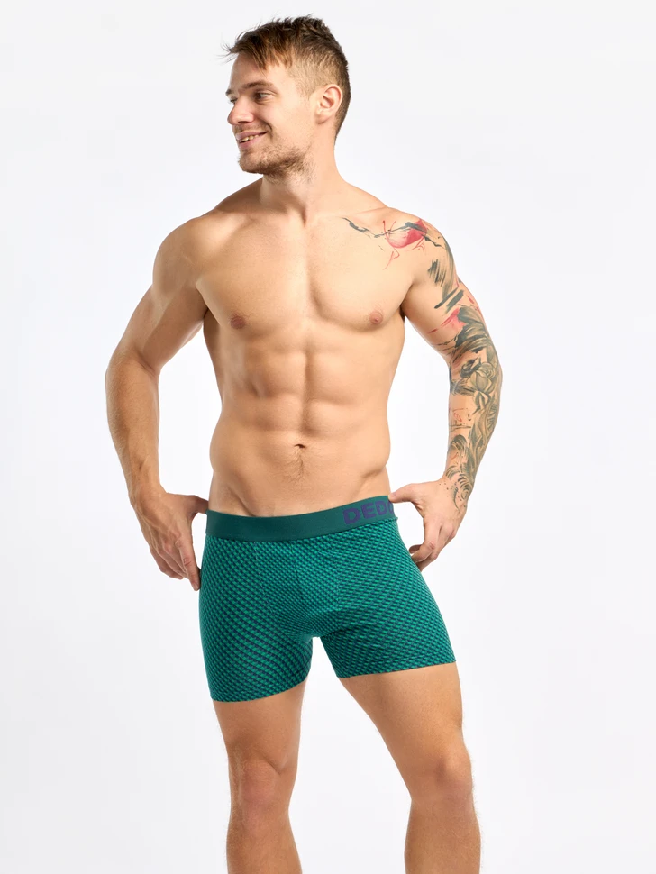 Boxer Homme Motif Jacquard Bleu & Vert 2 Boxer Homme Motif Jacquard Bleu & Vert – Image 2