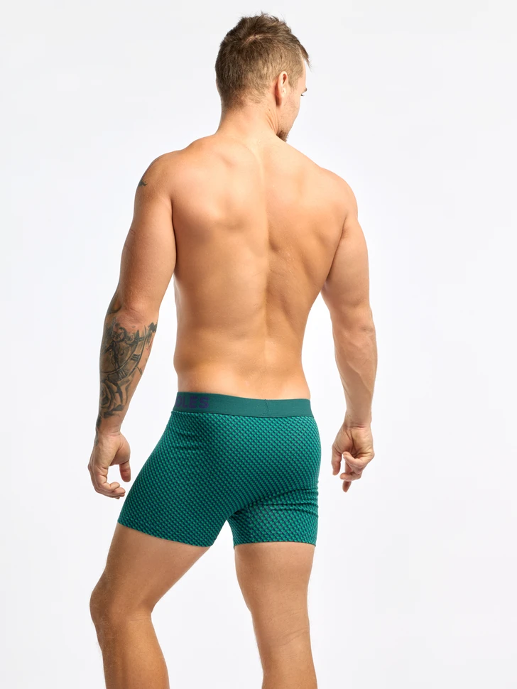 Boxer Homme Motif Jacquard Bleu & Vert 4 Boxer Homme Motif Jacquard Bleu & Vert – Image 4