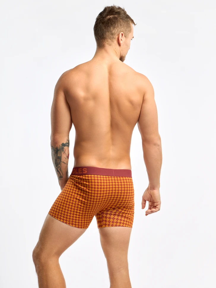Boxer Homme Motif Jacquard Bordeaux & Jaune 4 Boxer Homme Motif Jacquard Bordeaux & Jaune – Image 4
