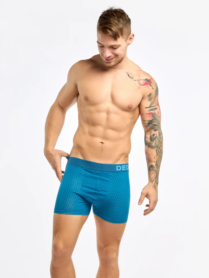 Boxer Homme Motif Jacquard Bleu Émeraude 2 Boxer Homme Motif Jacquard Bleu Émeraude – Image 2