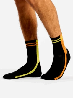 Chaussettes Sport Coolmax® Courtes Rayures Orange Et Vert -Le Bar à Chaussettes D U SC ACS C C 2238 02