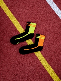 Chaussettes Sport Coolmax® Courtes Rayures Orange Et Vert -Le Bar à Chaussettes D U SC ACS C C 2238 2