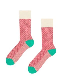 Chaussettes Bambou Jacquard Turquoise Et Rouge