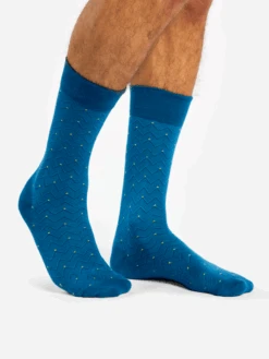 Chaussettes Bambou Jacquard Bleues Et Citron Vert -Le Bar à Chaussettes D U SC RS C B 2209 03