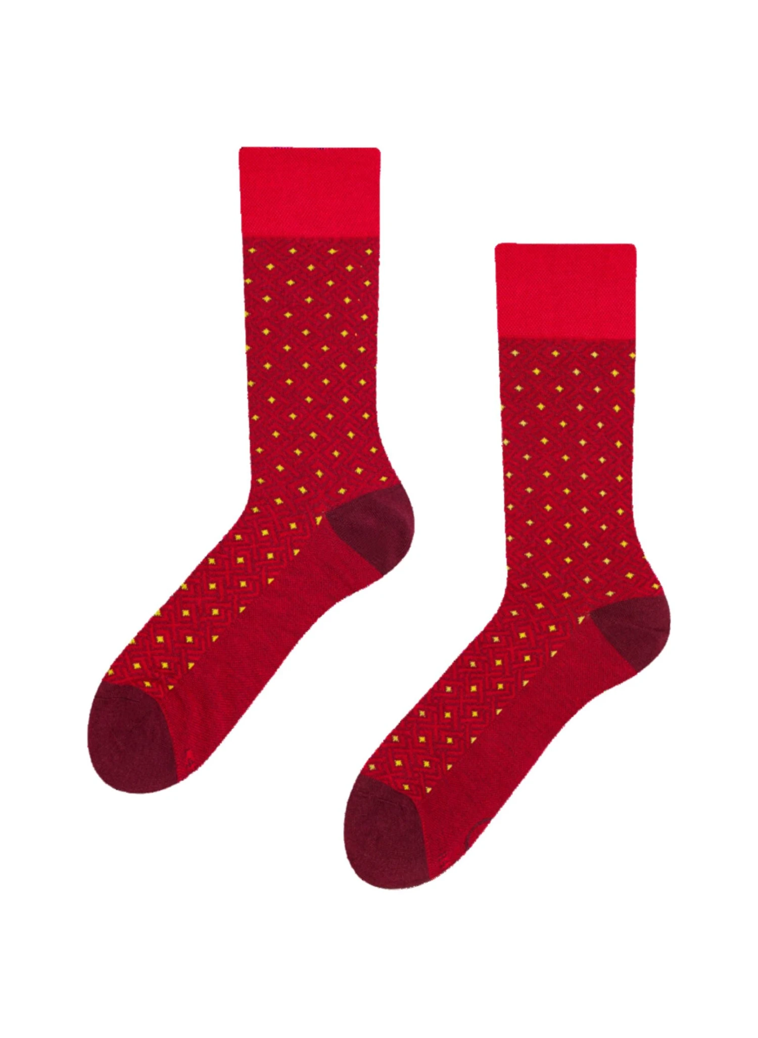 Chaussettes Bambou Jacquard Rouge Foncé Et Jaune 1 Chaussettes Bambou Jacquard Rouge Foncé Et Jaune