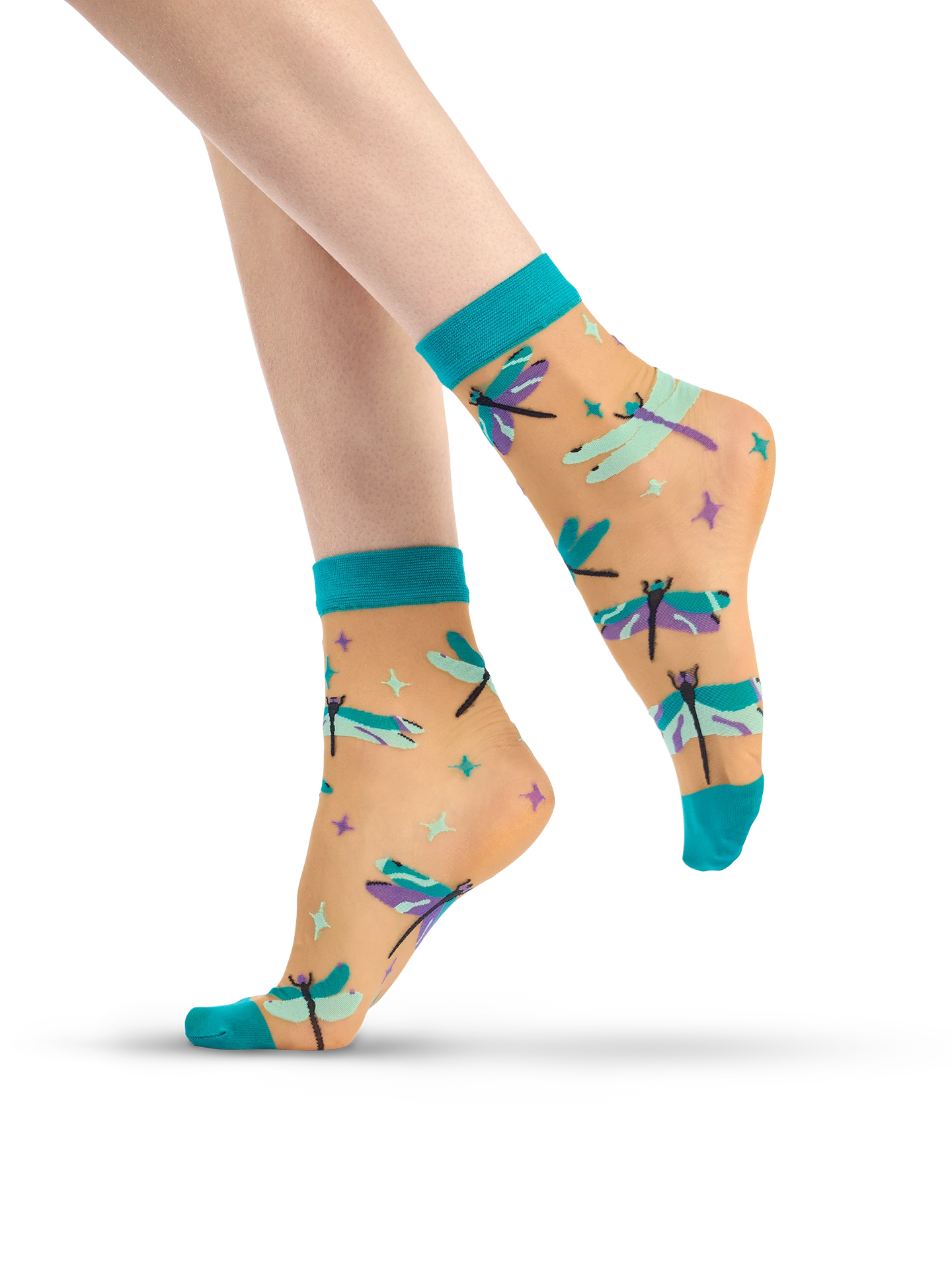 Chaussettes Nylon Libellules Turquoises 2 Chaussettes Nylon Libellules Turquoises – Image 2