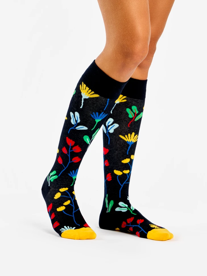 Chaussettes Mi-Bas Aquarelle De Fleurs 3 Chaussettes Mi-Bas Aquarelle De Fleurs – Image 3