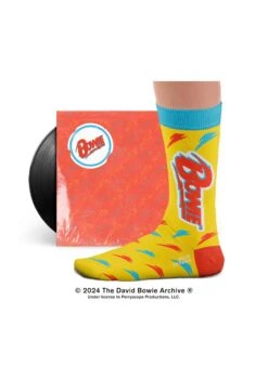 Chaussettes David Bowie, Lightning - Jaunes -Le Bar à Chaussettes DB ligthing jaune 3