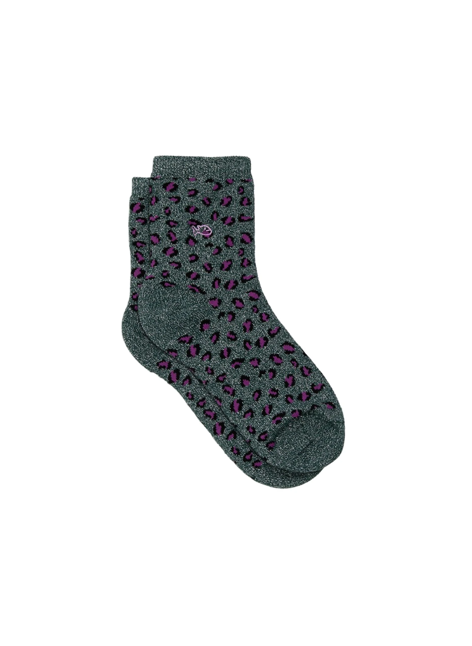 Chaussettes à Paillettes Léopard - Vert & Violet 1 Chaussettes à Paillettes Léopard - Vert & Violet