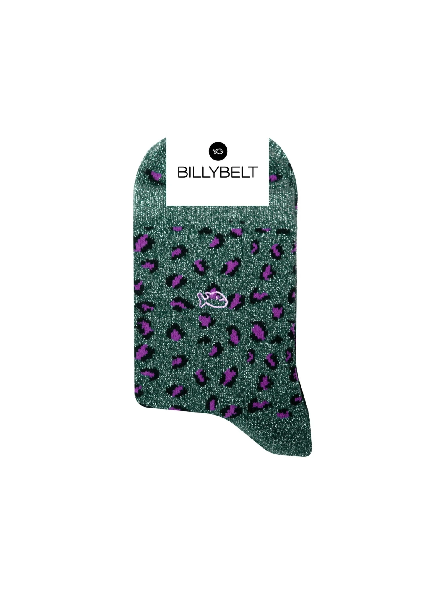 Chaussettes à Paillettes Léopard - Vert & Violet 4 Chaussettes à Paillettes Léopard - Vert & Violet – Image 4