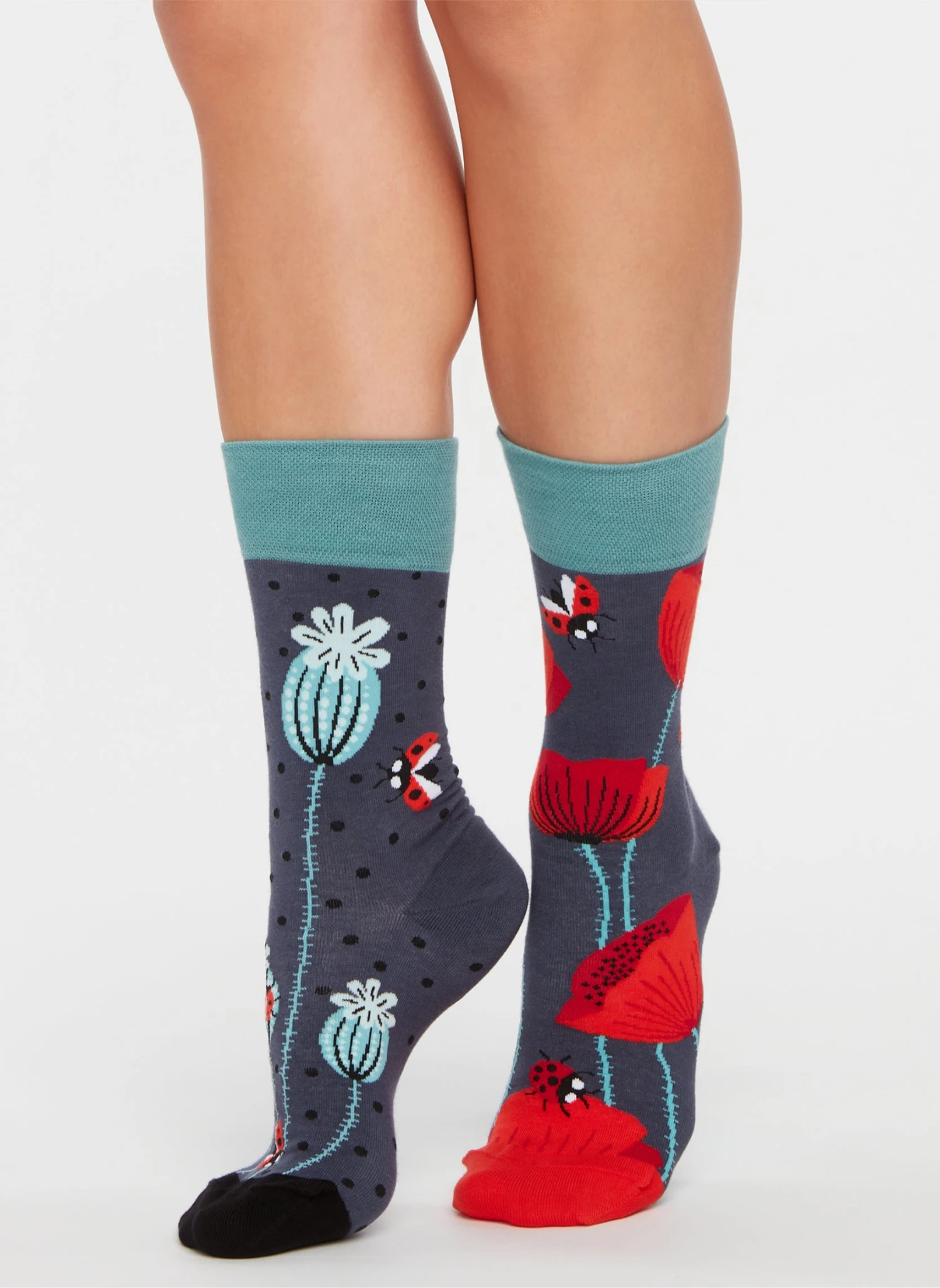 Chaussettes Coccinelles Et Fleurs De Pavot 2 Chaussettes Coccinelles Et Fleurs De Pavot – Image 2