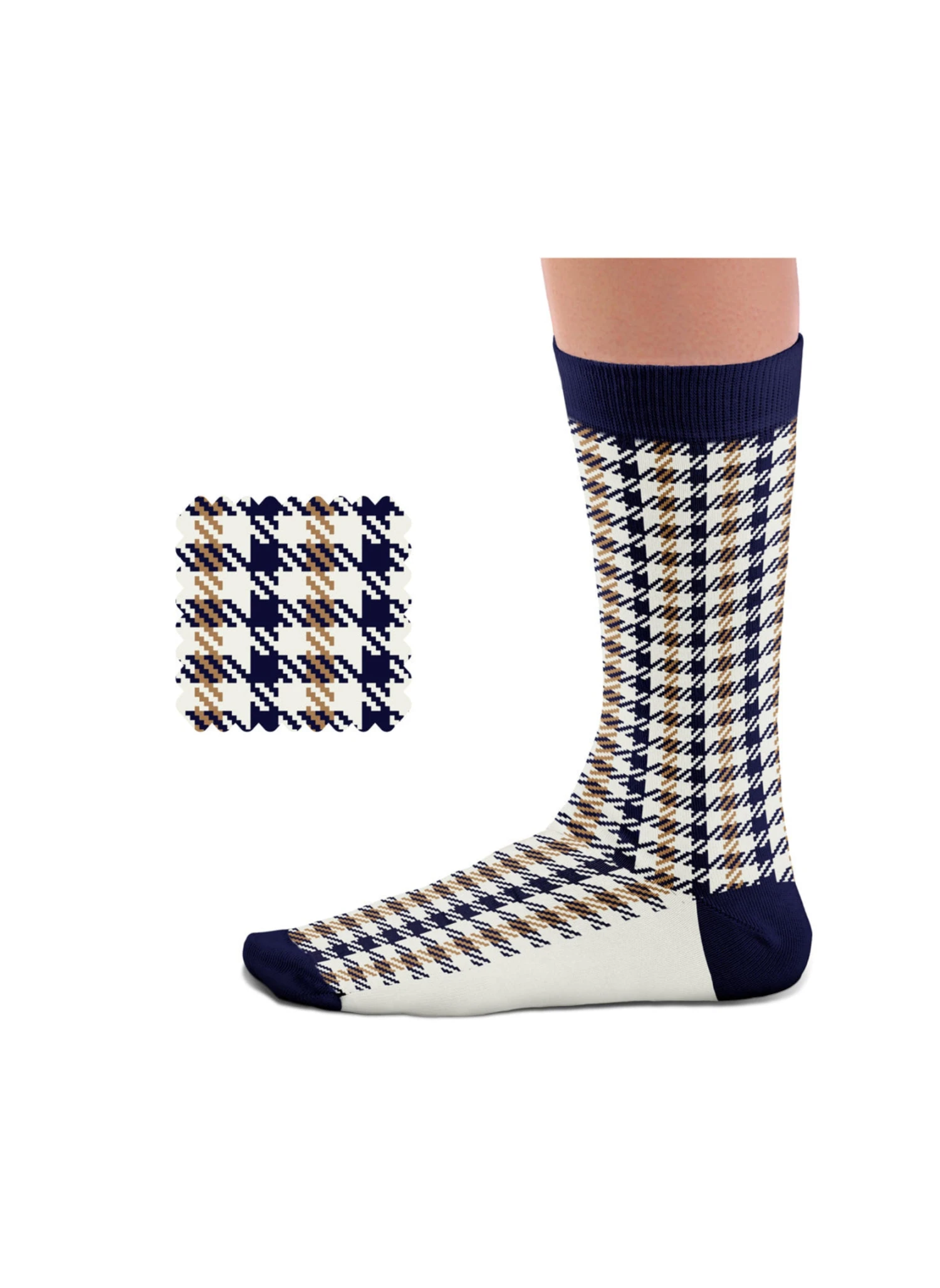 Chaussettes Pied De Poule Beige (Tissus Porsche) 3 Chaussettes Pied De Poule Beige (Tissus Porsche) – Image 3