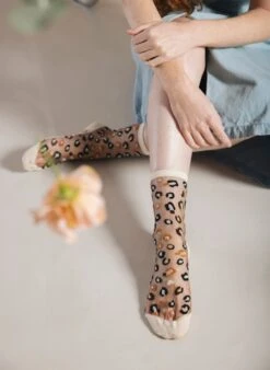 Chaussettes à Paillettes Léopard Horseshoe Bend Crème