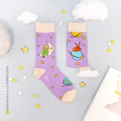 Chaussettes Planètes Violettes, Le Petit Prince -Le Bar à Chaussettes MOON LILAC LPP FLAT