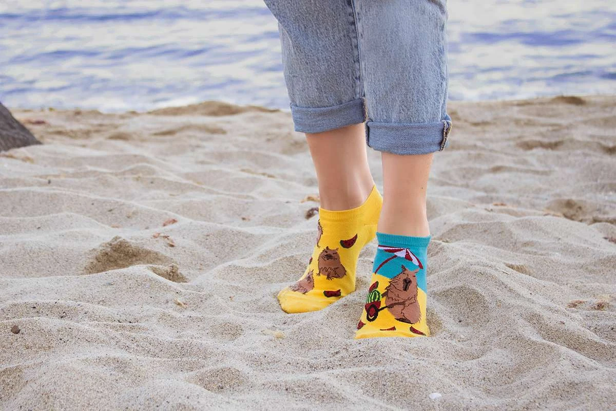 Socquettes Arty Georges Le Capybara à La Plage 2 Socquettes Arty Georges Le Capybara à La Plage – Image 2