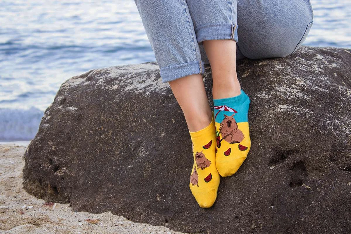 Socquettes Arty Georges Le Capybara à La Plage 6 Socquettes Arty Georges Le Capybara à La Plage – Image 6