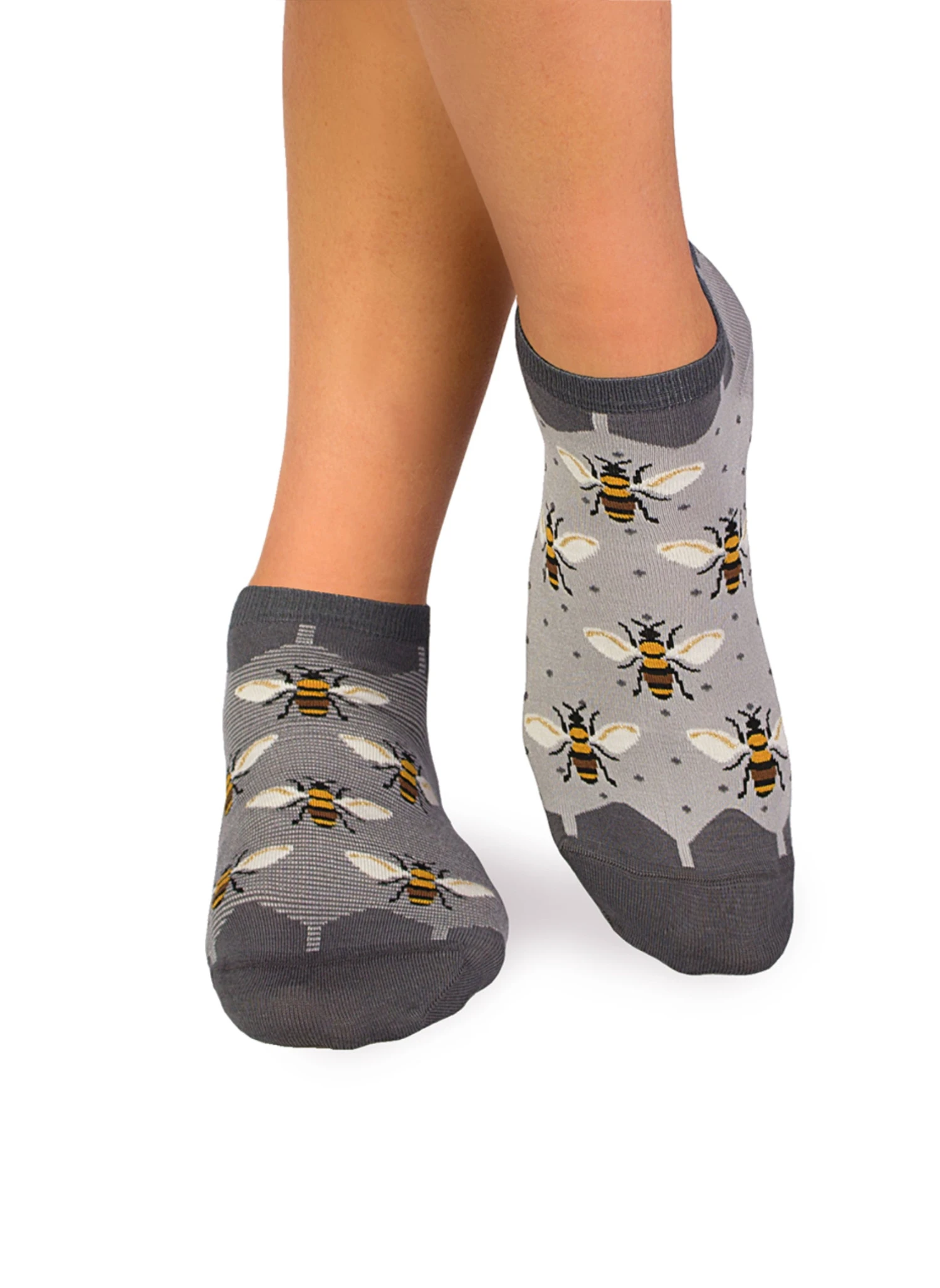 Socquettes En Bambou Abeilles - Grises 1 Socquettes En Bambou Abeilles - Grises