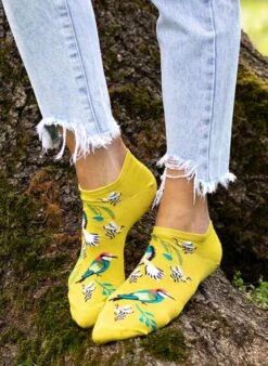 Socquettes En Bambou Oiseaux & Fleurs - Jaunes Citron -Le Bar à Chaussettes PH06 154 VFB 2