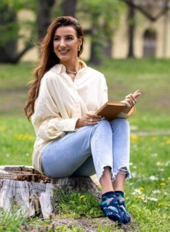 Socquettes En Bambou Oiseaux & Fleurs - Bleues Marine -Le Bar à Chaussettes PH06 156 VFB 2