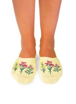 Protège-Pieds En Coton Bio Fleurs & Herbes - Jaunes -Le Bar à Chaussettes PH08 025 VFB 3