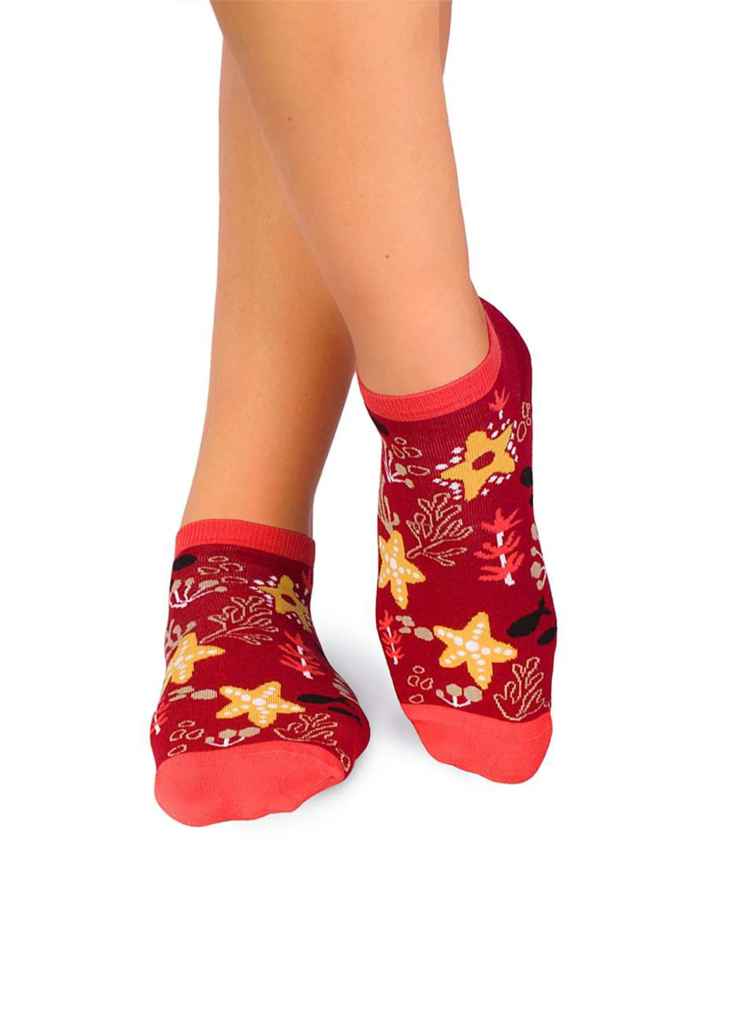 Socquettes Coton Bio Étoiles De Mer - Rouges 1 Socquettes Coton Bio Étoiles De Mer - Rouges