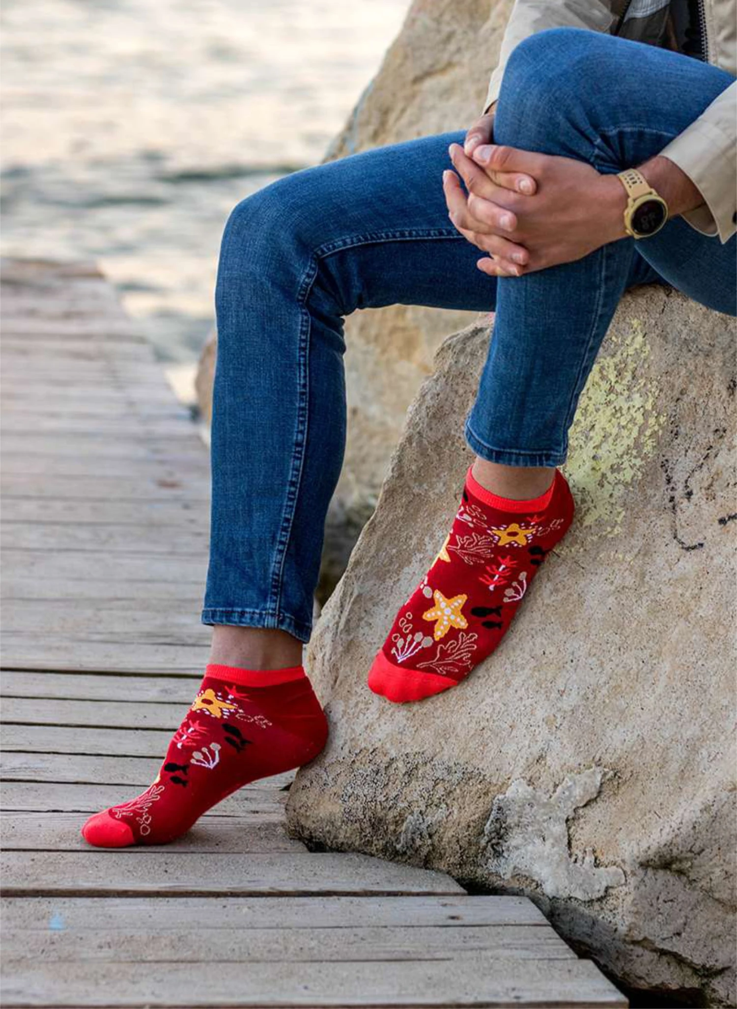 Socquettes Coton Bio Étoiles De Mer - Rouges 4 Socquettes Coton Bio Étoiles De Mer - Rouges – Image 4