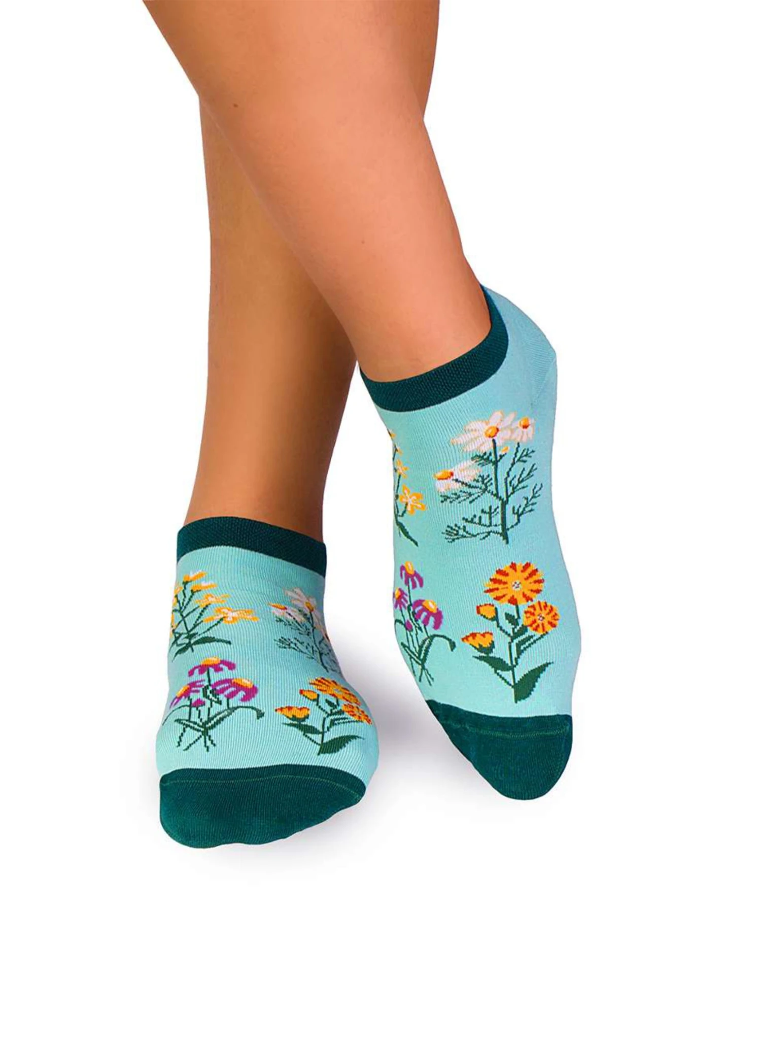 Socquettes Coton Bio Fleurs & Herbes - Menthes 1 Socquettes Coton Bio Fleurs & Herbes - Menthes