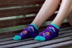 Socquettes Coton Bio Fleurs & Herbes - Violettes -Le Bar à Chaussettes PH08 309 2