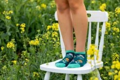 Socquettes Coton Bio Fleurs & Herbes - Vertes -Le Bar à Chaussettes PH08 310 2